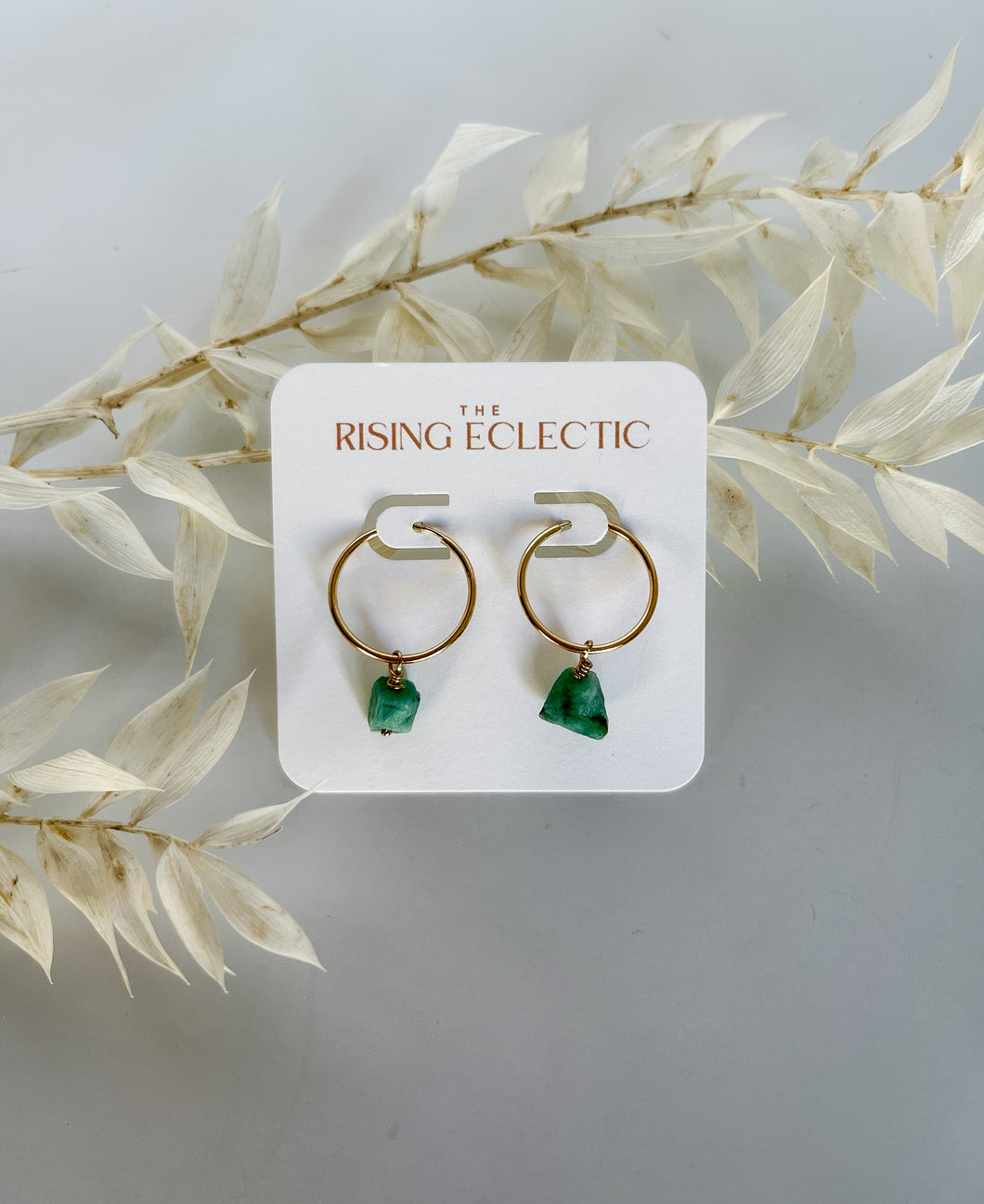 Emerald Hoops- Gold Filled