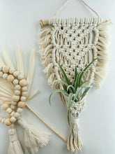 Load image into Gallery viewer, A macrame air plant wall hanger with fringe detailing
