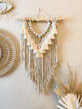 Load image into Gallery viewer, Handwoven tassel wall hanging knotted on driftwood
