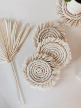 Load image into Gallery viewer, Three natural white macrame coasters
